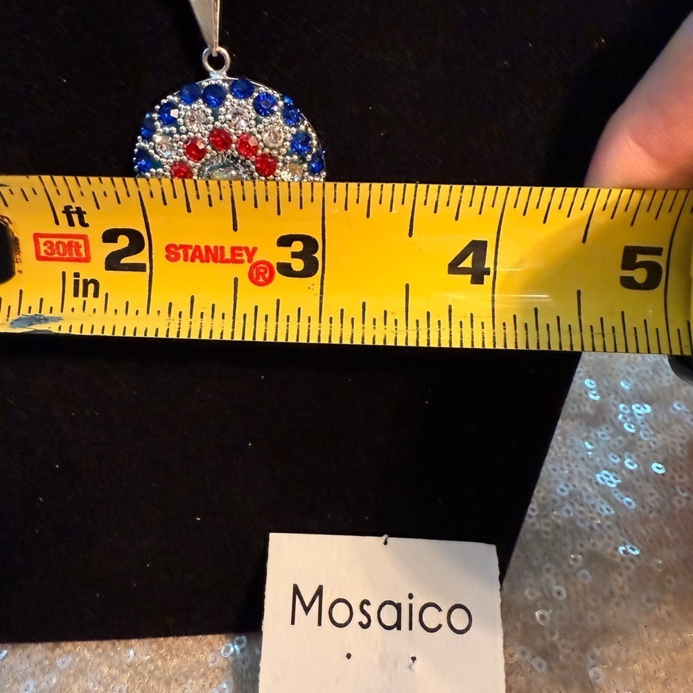 NWT Mosaico Austrian Crystal Patriotic pendant 💕💕 new line! 💕💕 Red/White/Blue - Picture 4 of 8
